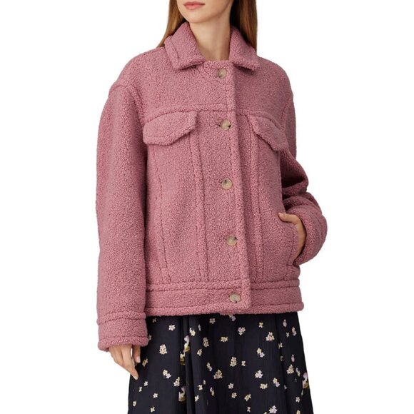 VINCE Pink Faux Sherpa Jacket Size XS - Picture 1 of 10